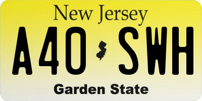 NJ license plate A40SWH