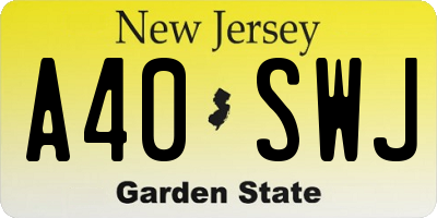 NJ license plate A40SWJ
