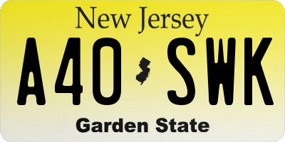 NJ license plate A40SWK