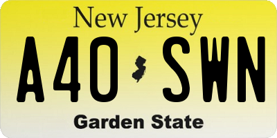 NJ license plate A40SWN