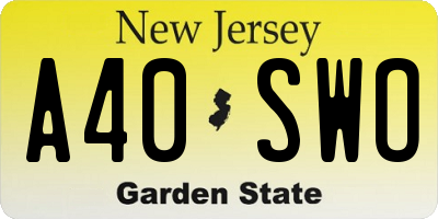 NJ license plate A40SWO