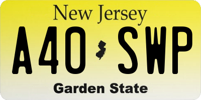 NJ license plate A40SWP