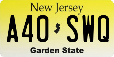 NJ license plate A40SWQ