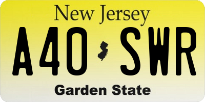 NJ license plate A40SWR