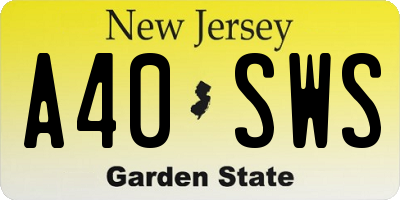 NJ license plate A40SWS