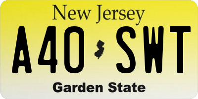 NJ license plate A40SWT