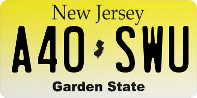 NJ license plate A40SWU