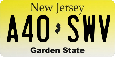 NJ license plate A40SWV