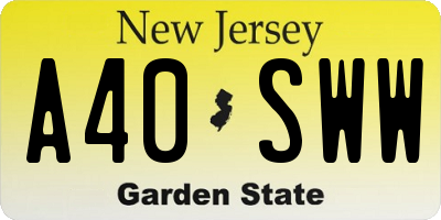NJ license plate A40SWW