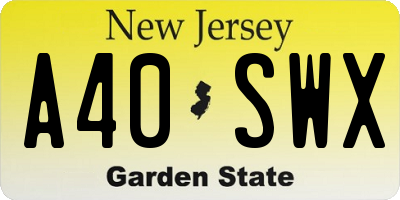 NJ license plate A40SWX