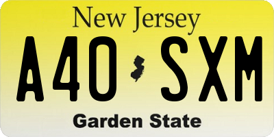 NJ license plate A40SXM