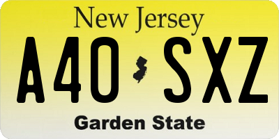 NJ license plate A40SXZ