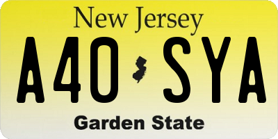 NJ license plate A40SYA