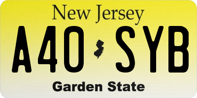 NJ license plate A40SYB