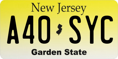 NJ license plate A40SYC
