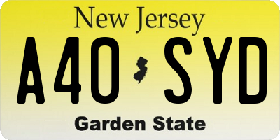 NJ license plate A40SYD