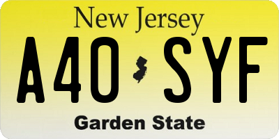 NJ license plate A40SYF
