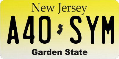 NJ license plate A40SYM
