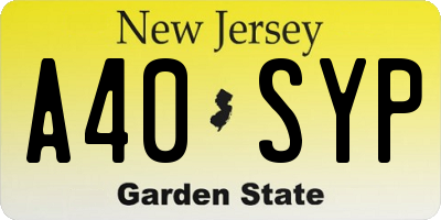 NJ license plate A40SYP