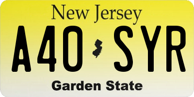 NJ license plate A40SYR