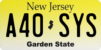 NJ license plate A40SYS