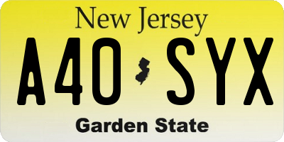 NJ license plate A40SYX