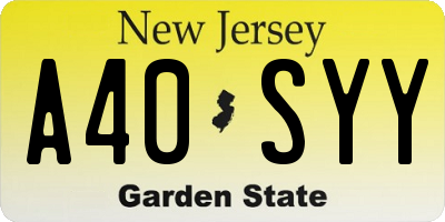 NJ license plate A40SYY