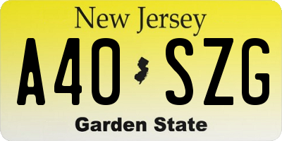 NJ license plate A40SZG