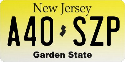 NJ license plate A40SZP