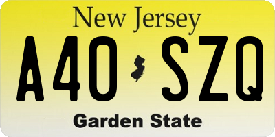 NJ license plate A40SZQ