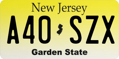 NJ license plate A40SZX