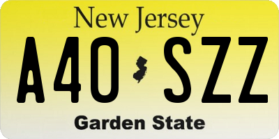 NJ license plate A40SZZ