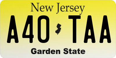 NJ license plate A40TAA