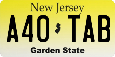NJ license plate A40TAB