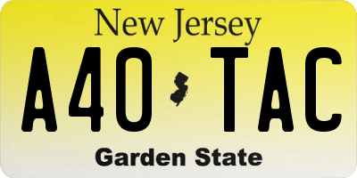 NJ license plate A40TAC