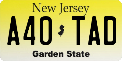 NJ license plate A40TAD