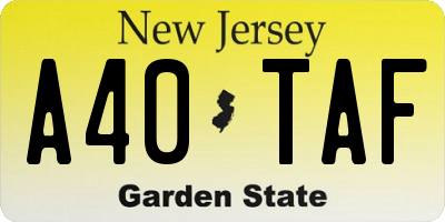 NJ license plate A40TAF