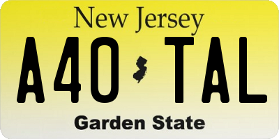 NJ license plate A40TAL