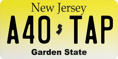 NJ license plate A40TAP