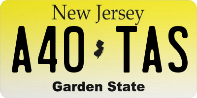 NJ license plate A40TAS