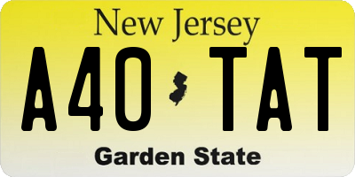 NJ license plate A40TAT