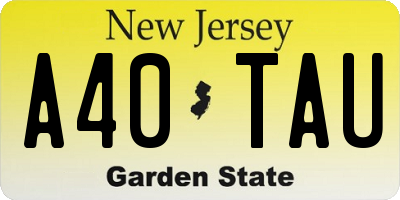NJ license plate A40TAU