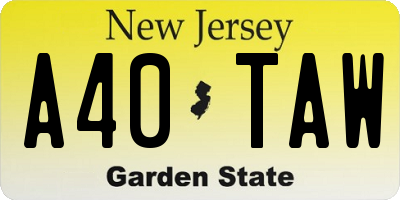 NJ license plate A40TAW