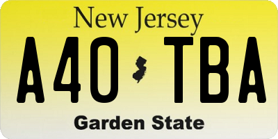 NJ license plate A40TBA