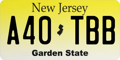NJ license plate A40TBB