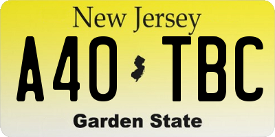 NJ license plate A40TBC