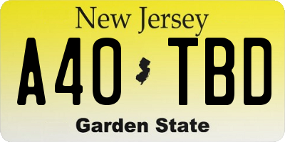 NJ license plate A40TBD