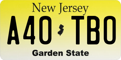 NJ license plate A40TBO