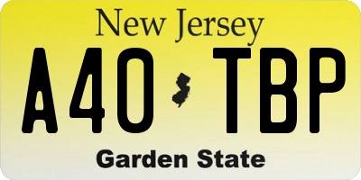 NJ license plate A40TBP