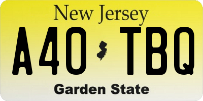 NJ license plate A40TBQ